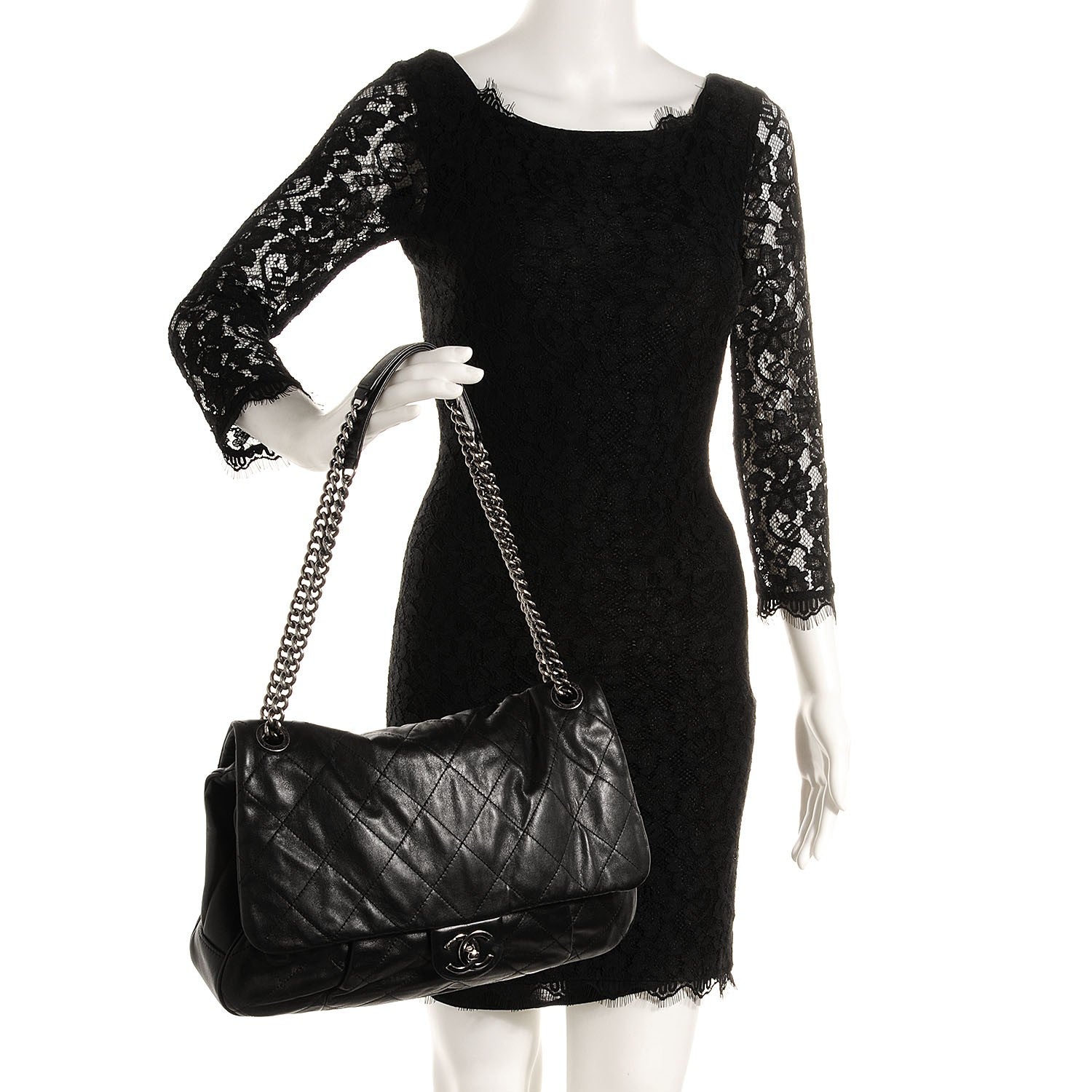 Chanel Calfskin Coco Pleats Flap Black 2 of 7