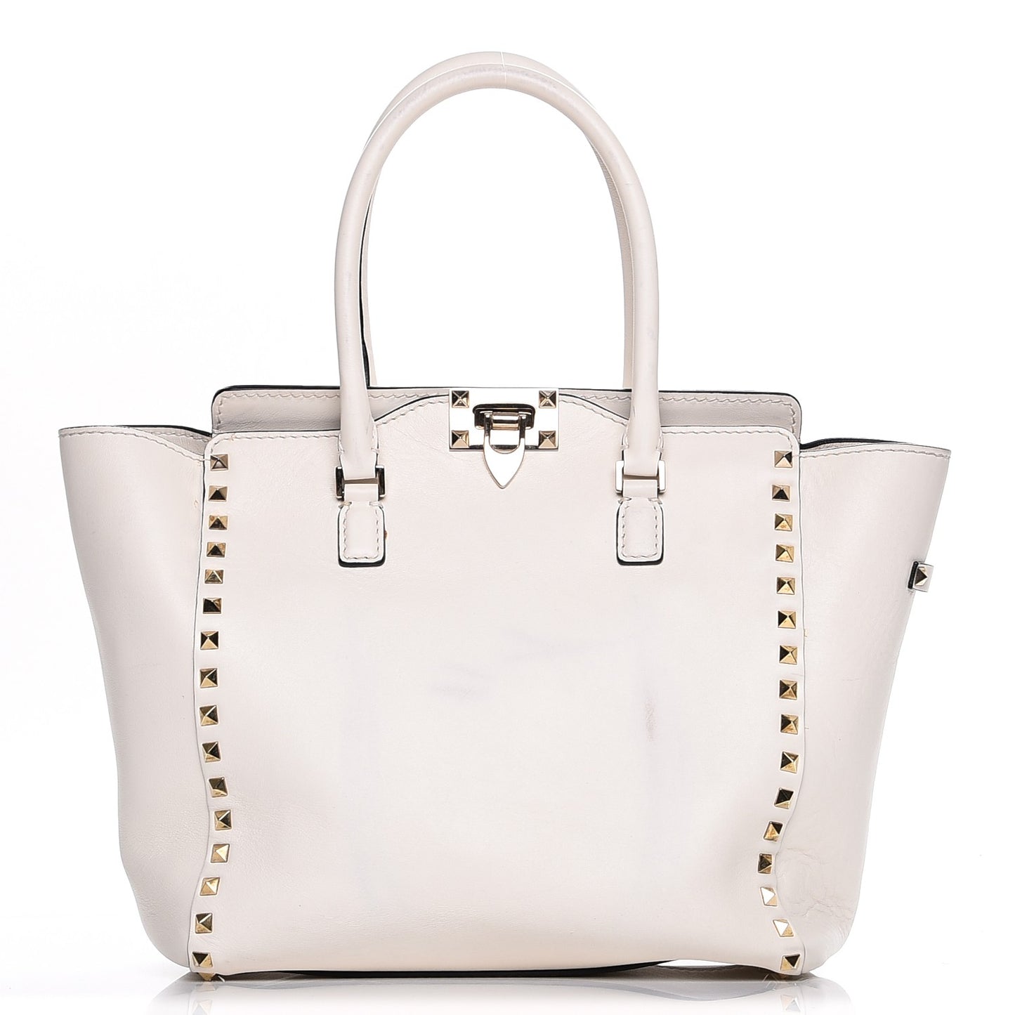 Vitello Rockstud Double Handle Tote Ivory