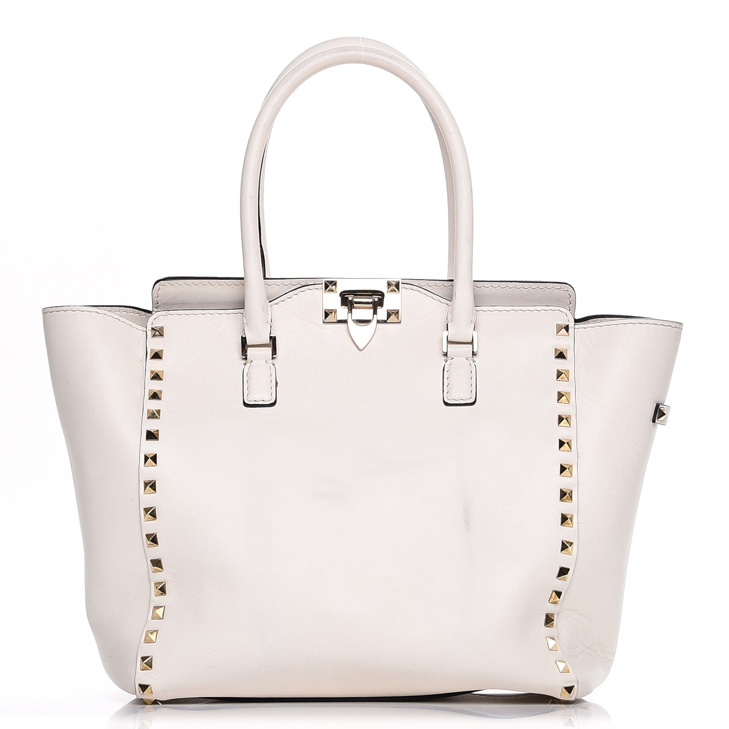 Valentino Garavani Vitello Rockstud Double Handle Tote Ivory 1 of 15
