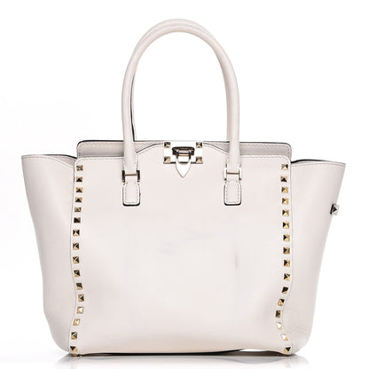 Valentino Garavani Vitello Rockstud Double Handle Tote Ivory 1 of 15
