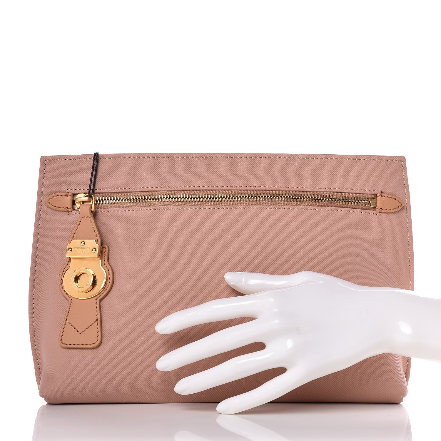 Burberry Trench Calfskin Medium Zip Lock Pouch Ash Rose Pale Clementine 2 of 10