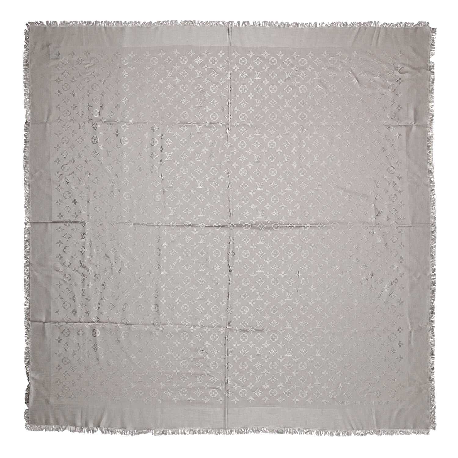 Louis Vuitton Silk Wool Monogram Shawl Greige 1 of 3