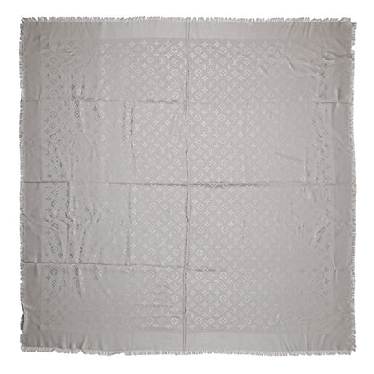 Louis Vuitton Silk Wool Monogram Shawl Greige 1 of 3
