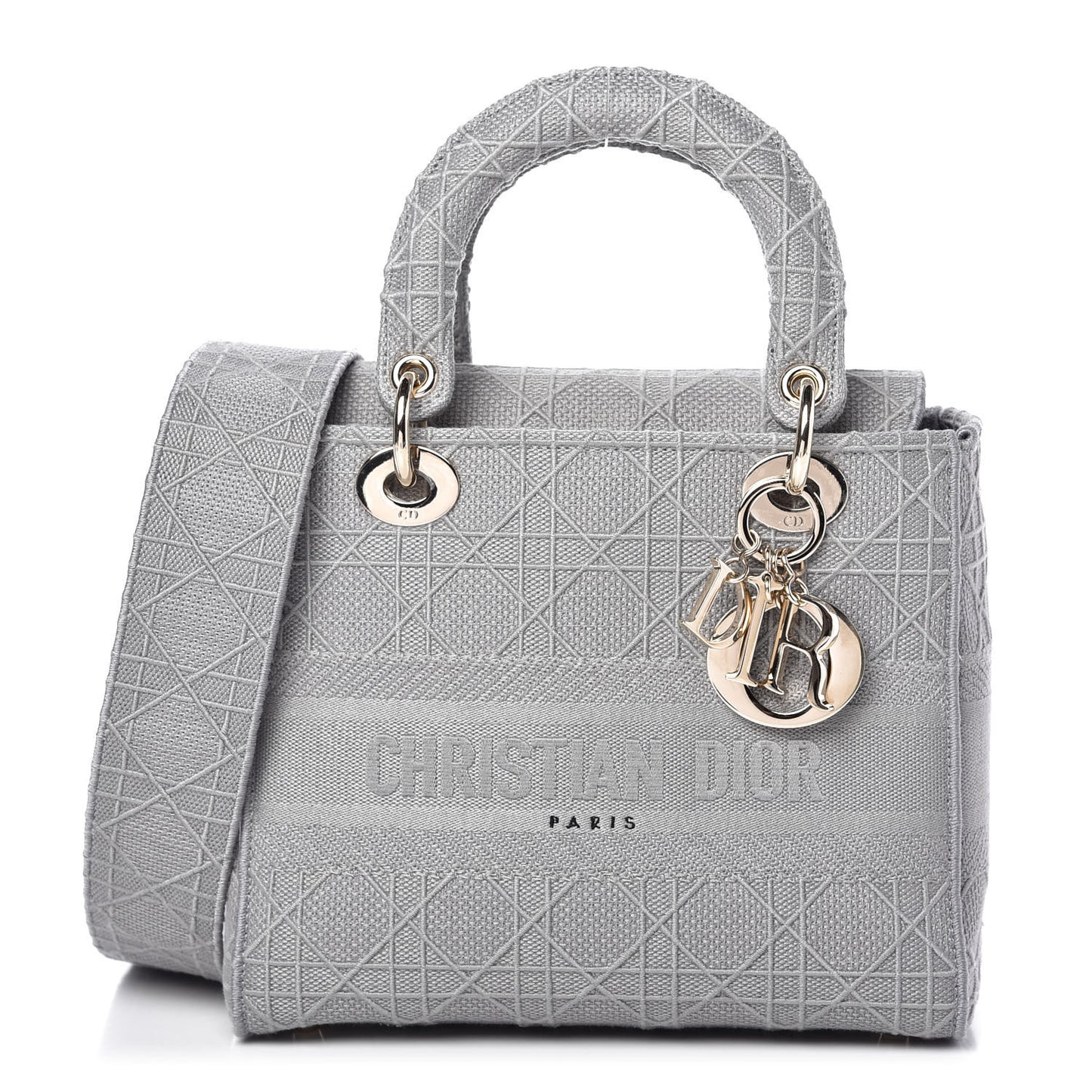 Canvas Embroidered Cannage Medium Lady D-Lite Gray