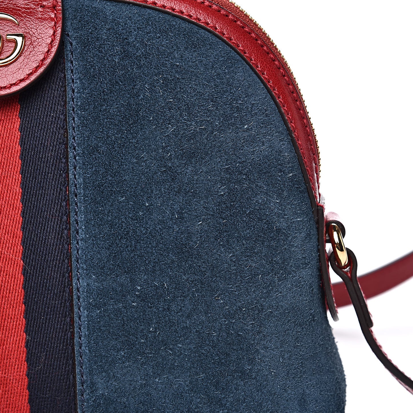 Suede Calfskin Web Small Ophidia Dome Shoulder Bag New Blue Romantic Cherry