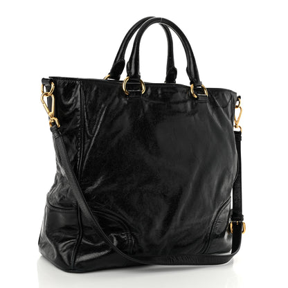 Prada Vitello Shine Top Handle Bag Black 3 of 9
