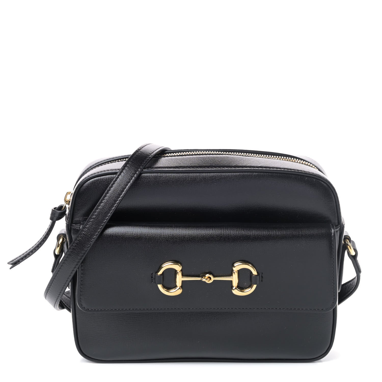 Gucci Textured Calfskin Small Horsebit 1955 Shoulder Bag Black 1 of 4