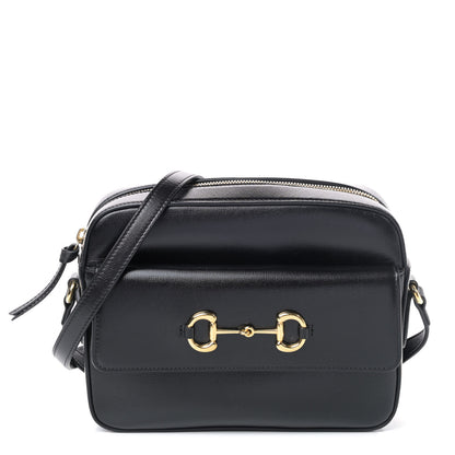Gucci Textured Calfskin Small Horsebit 1955 Shoulder Bag Black 1 of 4