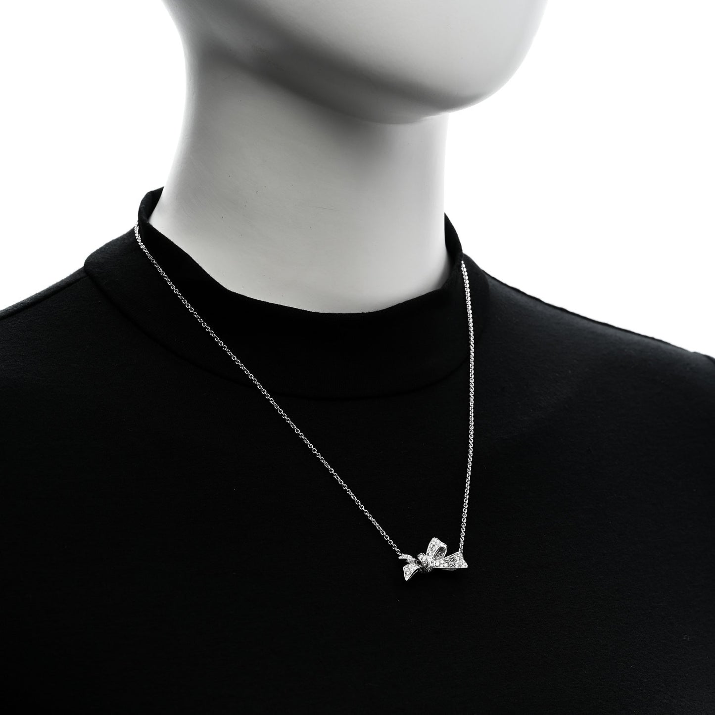 18K White Gold Diamond Tilda's Bow Pendant Necklace