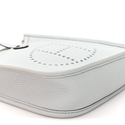 Hermes Taurillon Clemence Amazone Evelyne Short Strap TPM Bleu Pale Gris Etain 9 of 11