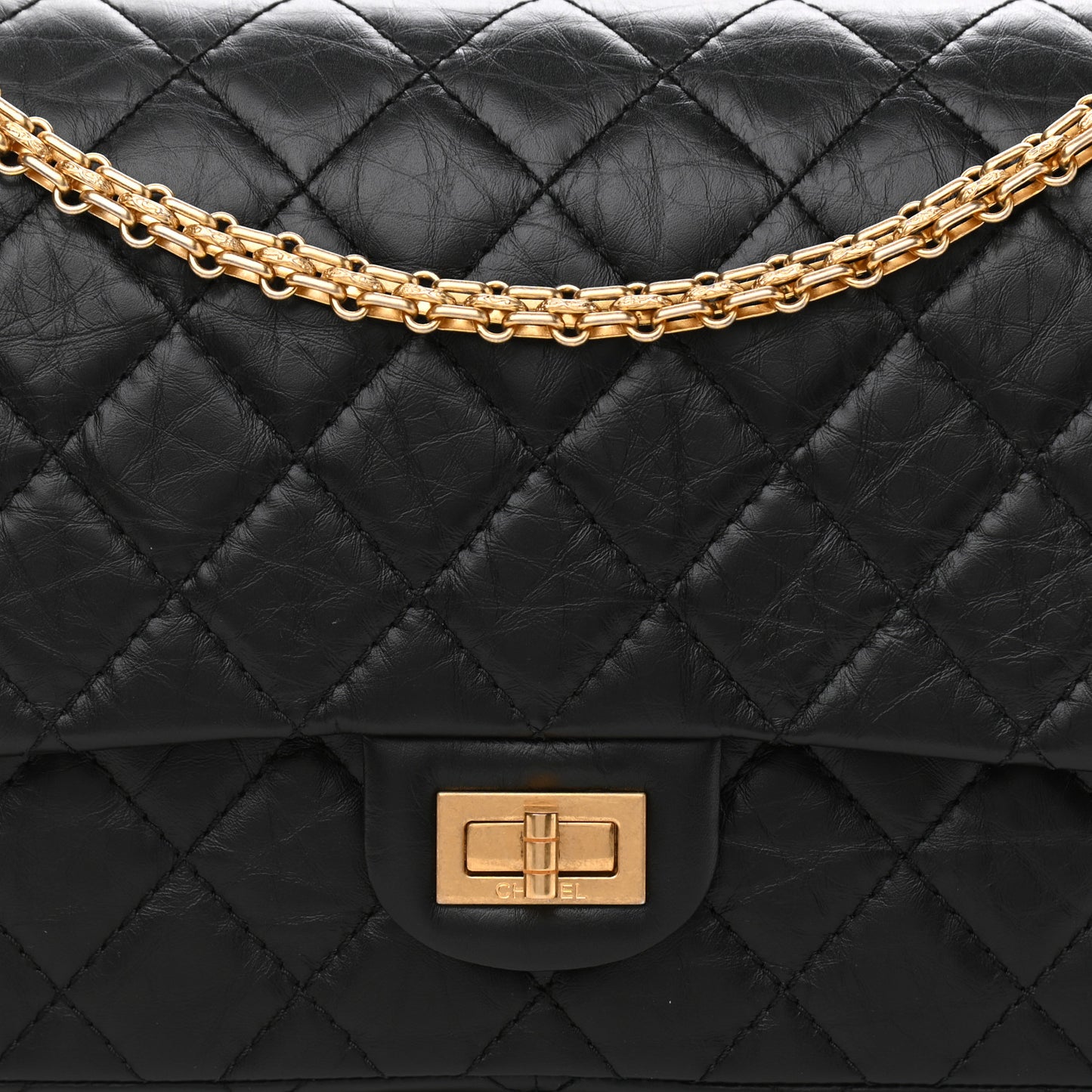 Aged Calfskin Quilted 2.55 Reissue 226 Flap Black