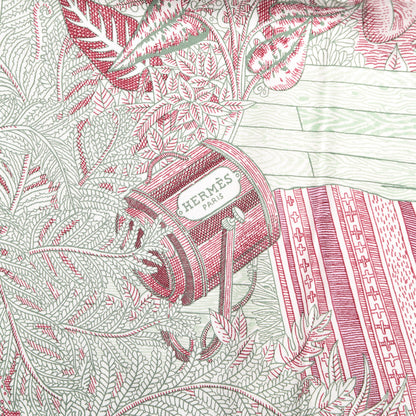 Hermes Silk Acte III Scene I La Clairiere Scarf 90 Blanc Mauve Vert 4 of 7