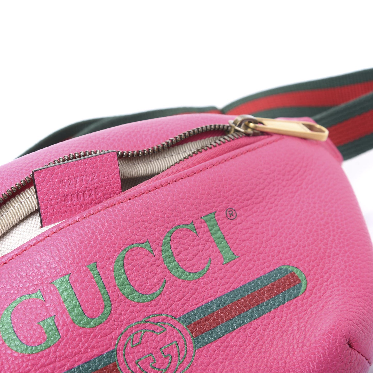 Grained Calfskin Small Logo Belt Bag Box Pink Green