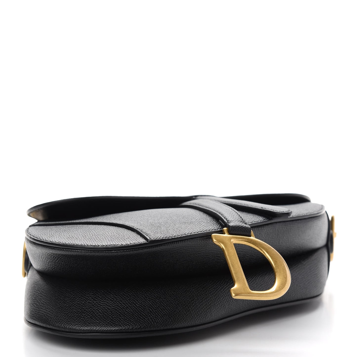 Grained Calfskin Saddle Bag Black