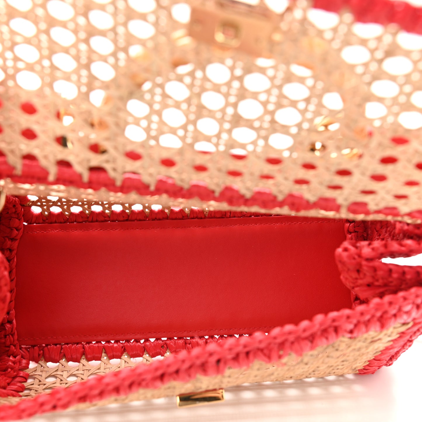 Woven Raffia Miss Sicily Satchel Red