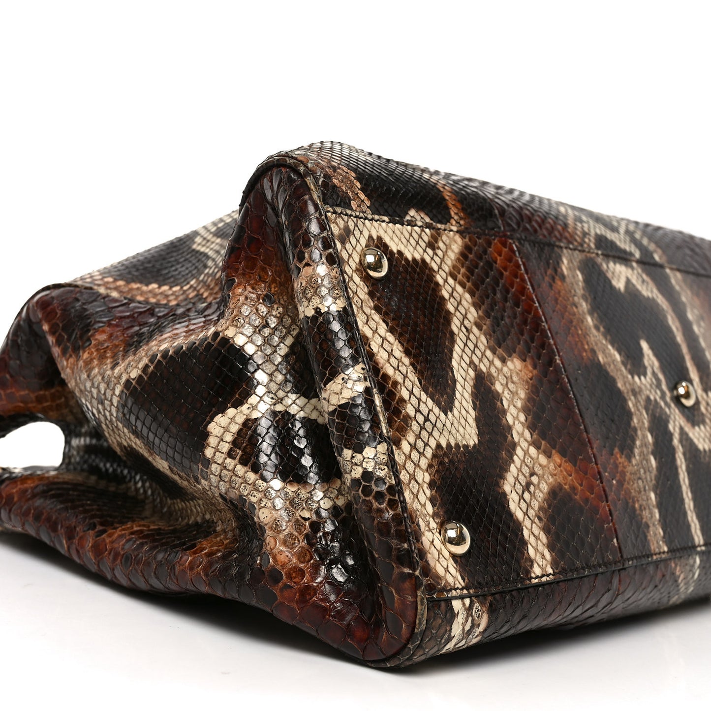 Snakeskin Large Bamboo Shopper Tote Brown