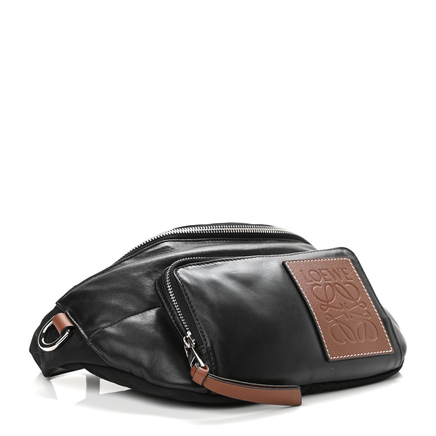 Calfskin Nylon Belt Bag Black