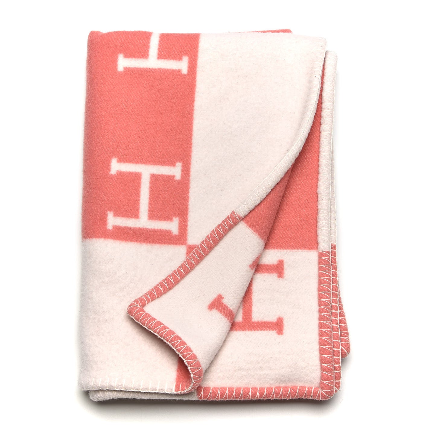 Wool Cashmere Avalon Baby Blanket Rose Airelle White