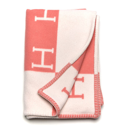 Hermes Wool Cashmere Avalon Baby Blanket Rose Airelle White 3 of 4