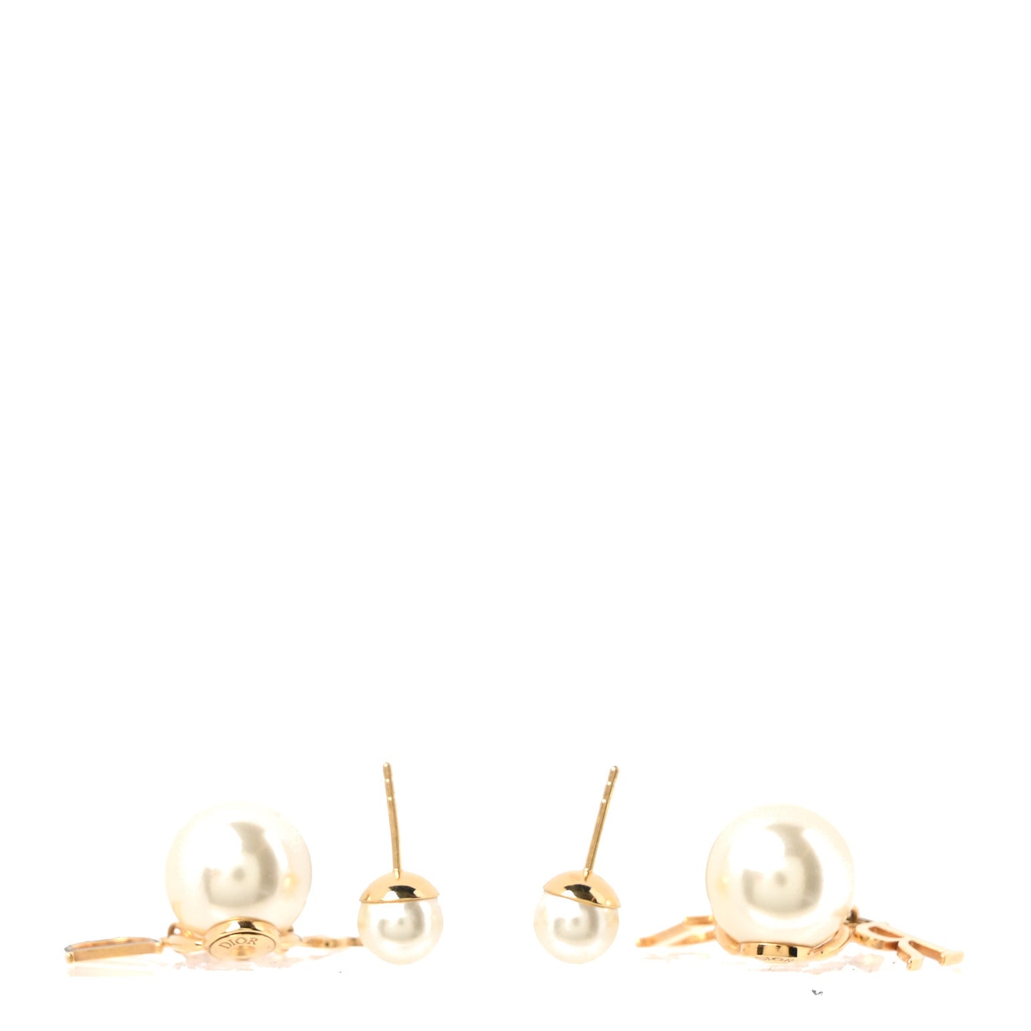 Pearl Crystal Tribal Logo Charms Earrings Gold