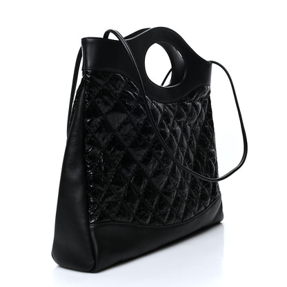 Chanel Crumpled Calfskin Quilted 31 Large Shopping Bag Black 2 of 9