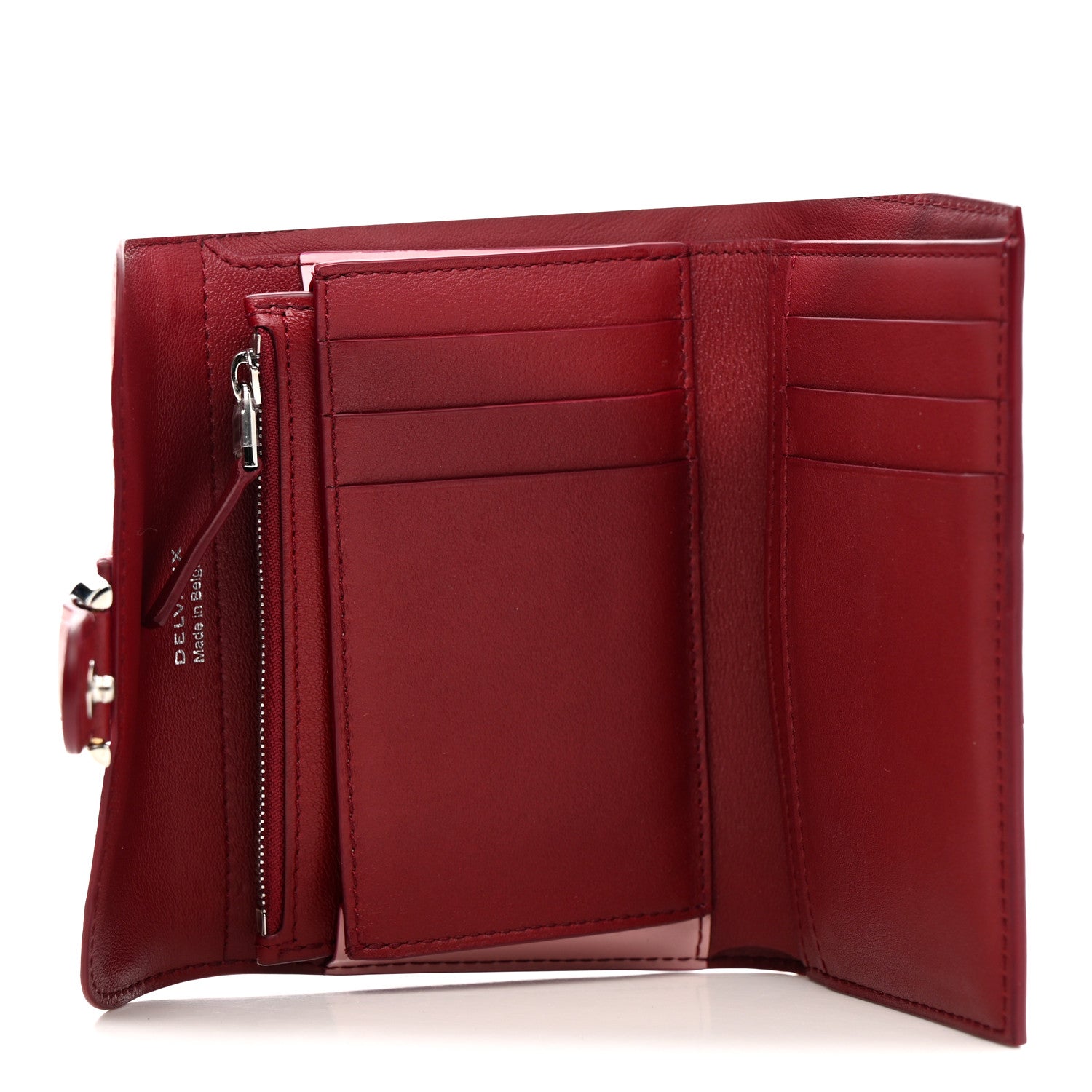 Delvaux Box Calfskin Bi-Color Brillant Compact Wallet Light Pink Red 6 of 7