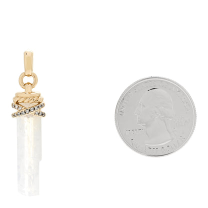 David Yurman 18K Yellow Gold Diamond Moonstone Wrapped Amulet Pendant 2 of 4