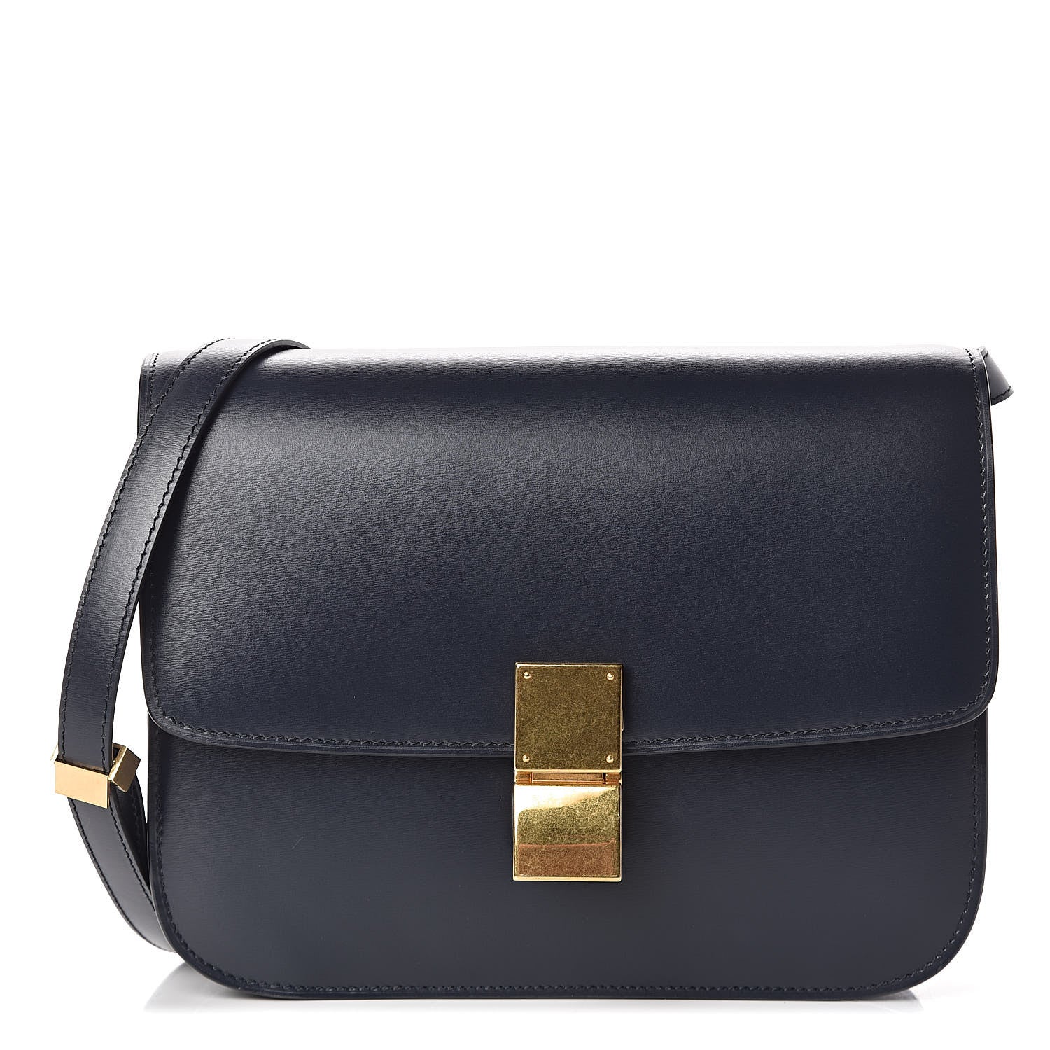 Celine Box Calfskin Medium Classic Box Flap Bag Navy Blue 1 of 9