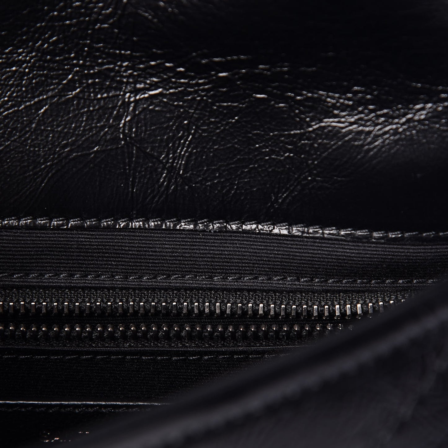 Crinkled Calfskin Matelasse Monogram Niki Chain Wallet Black