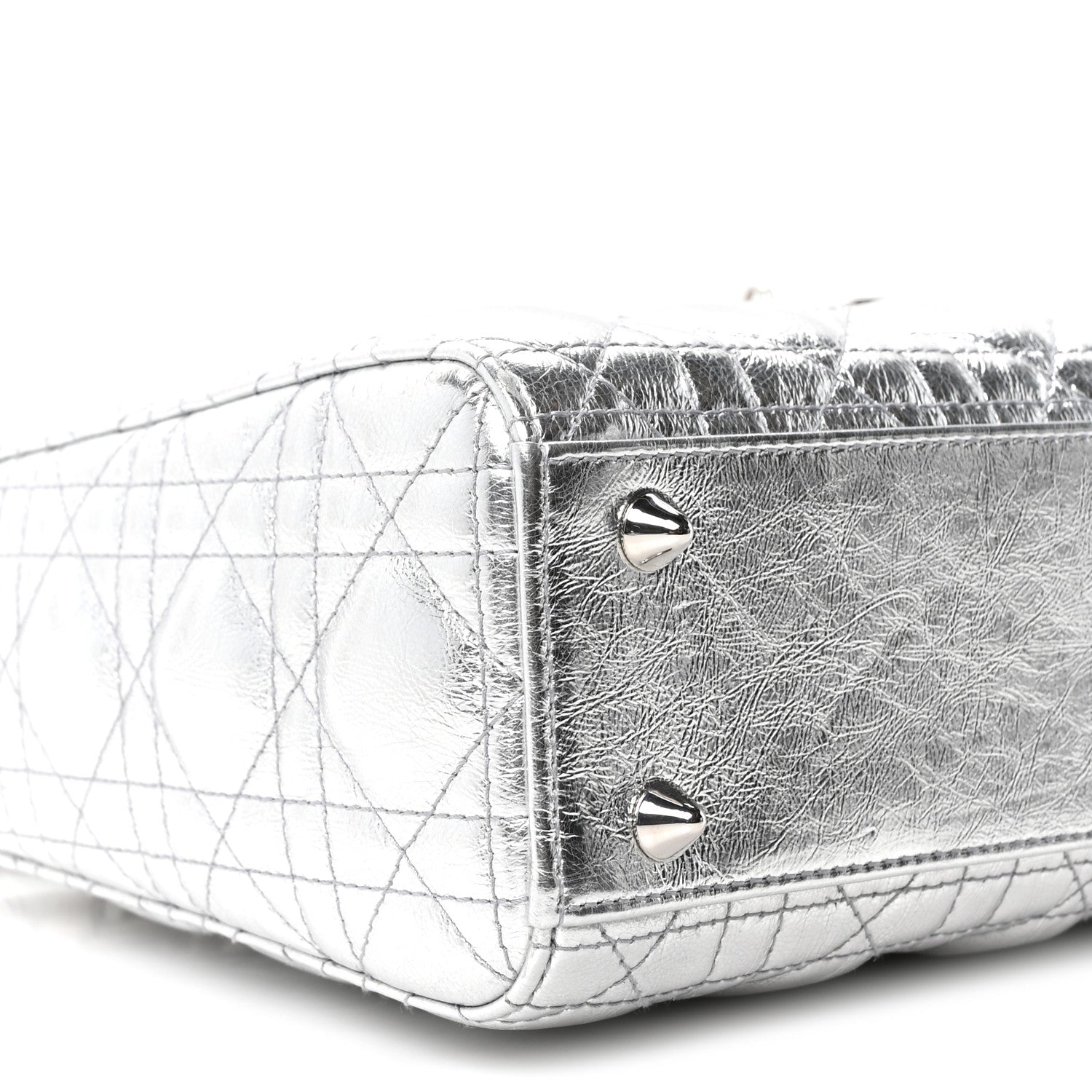 Christian Dior Metallic Grained Calfskin Cannage Small Lucky Badges My Lady Dior Silver 9 of 10