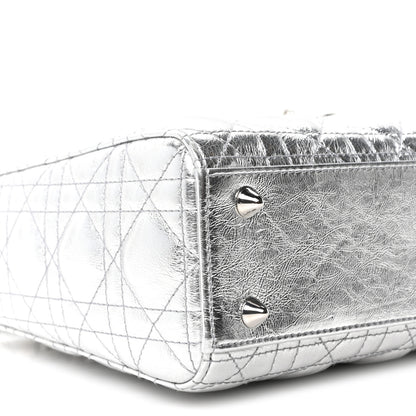 Christian Dior Metallic Grained Calfskin Cannage Small Lucky Badges My Lady Dior Silver 9 of 10