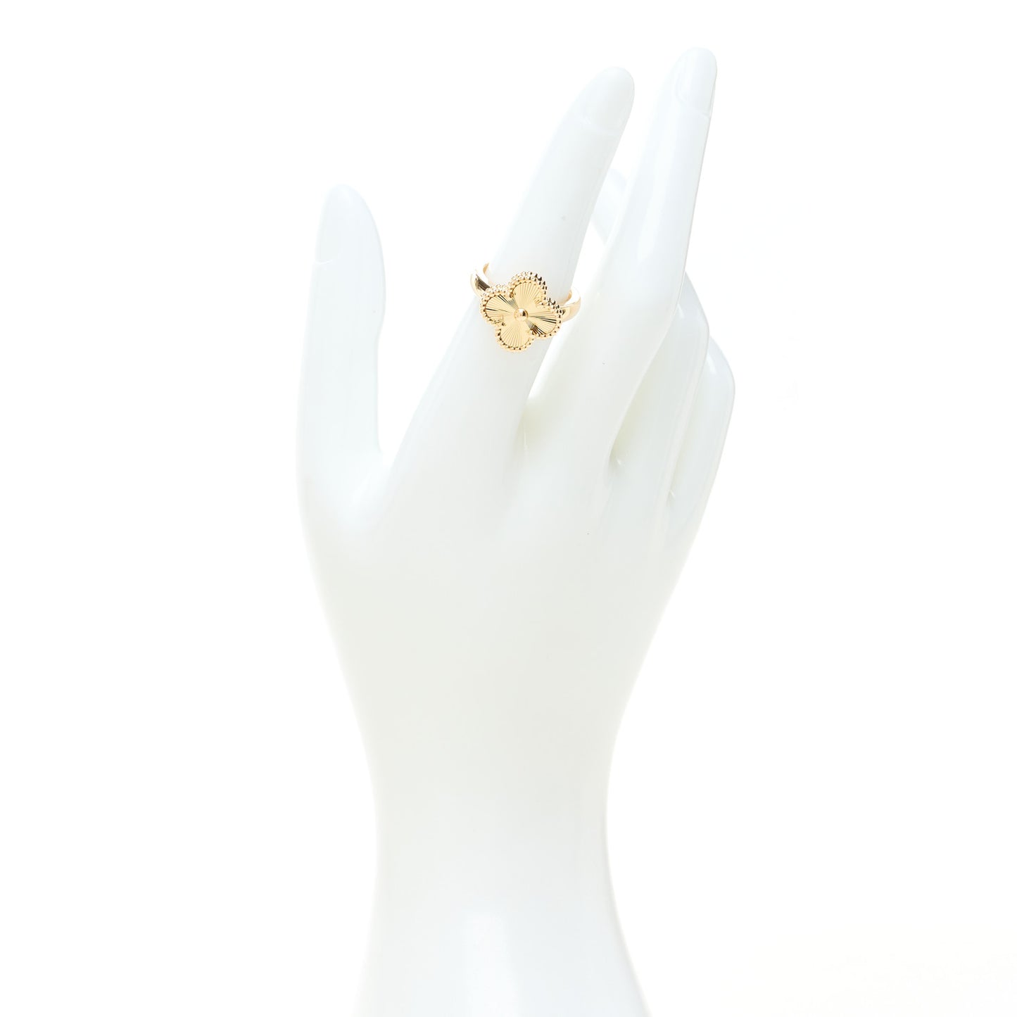 18K Yellow Gold Guilloche Vintage Alhambra Ring 52 6