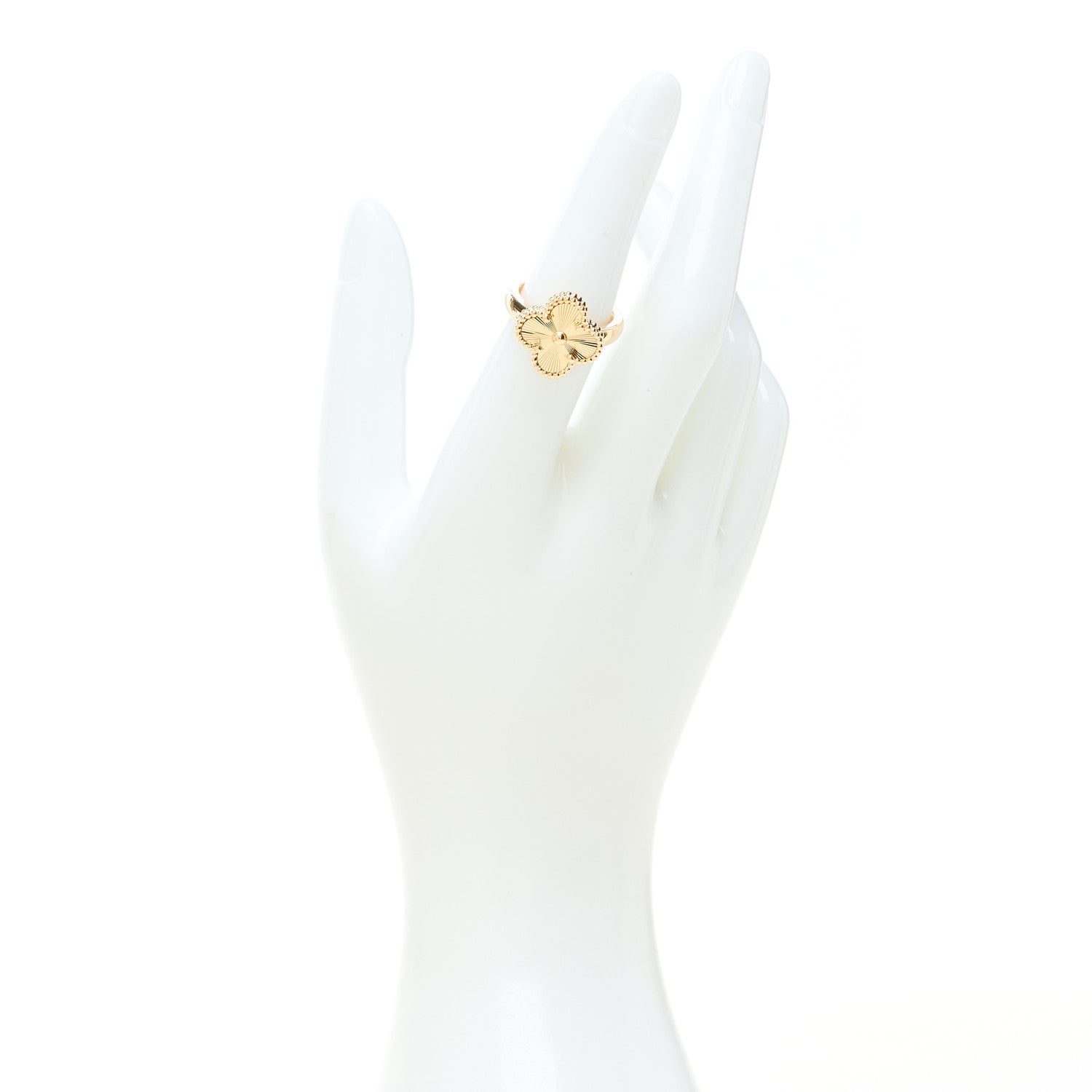 Van Cleef & Arpels 18K Yellow Gold Guilloche Vintage Alhambra Ring 52 6 2 of 4