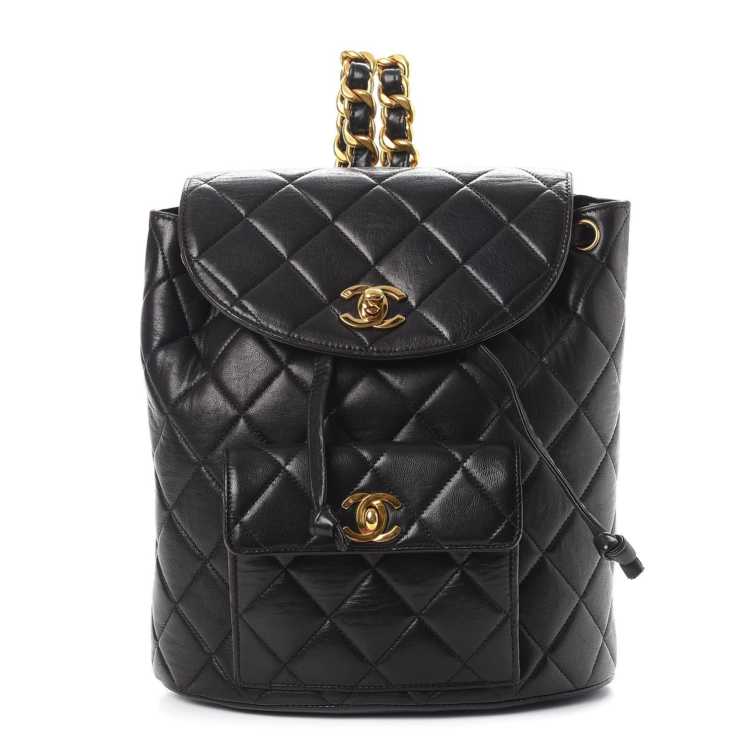 Chanel Lambskin Quilted Drawstring Backpack Black 1 of 10