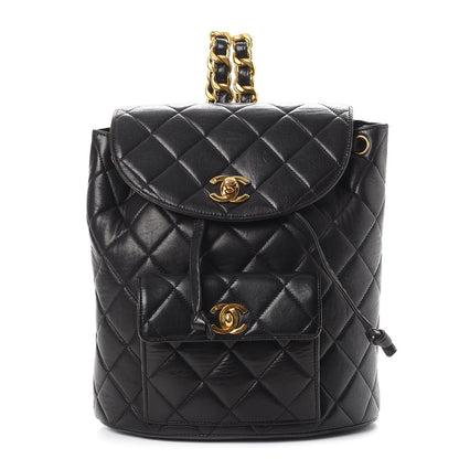 Chanel Lambskin Quilted Drawstring Backpack Black 1 of 10