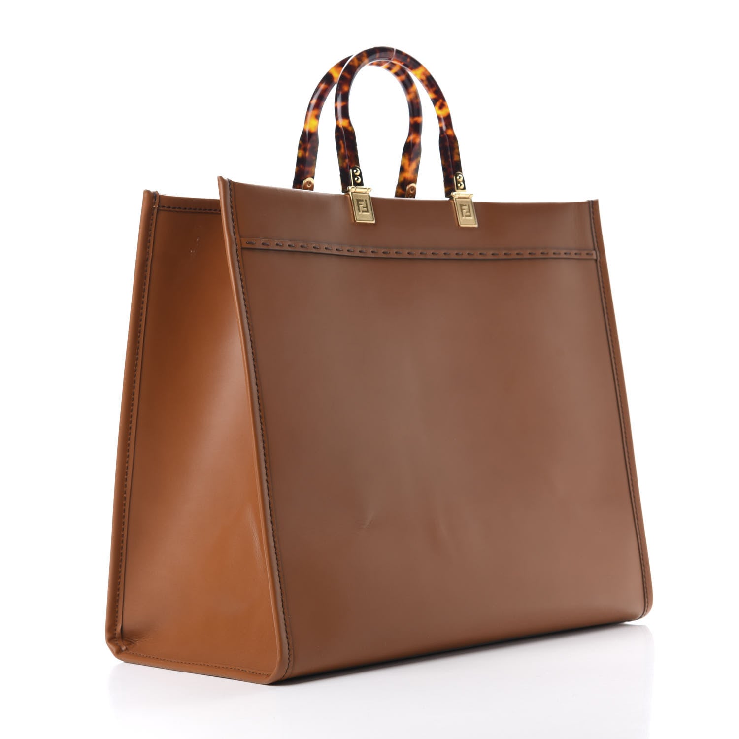 Fendi Vitello King Plexiglass Large Fendi Sunshine Shopper Tote Cuoio 3 of 9