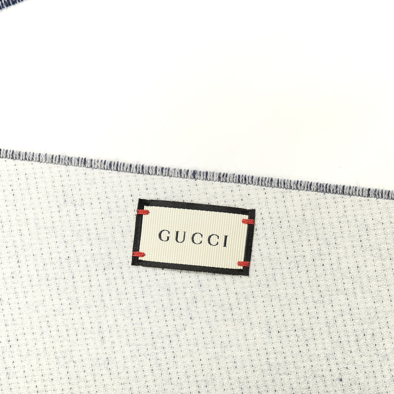 Gucci Wool L'Aveugle Par Amour Scarf Navy White 5 of 5