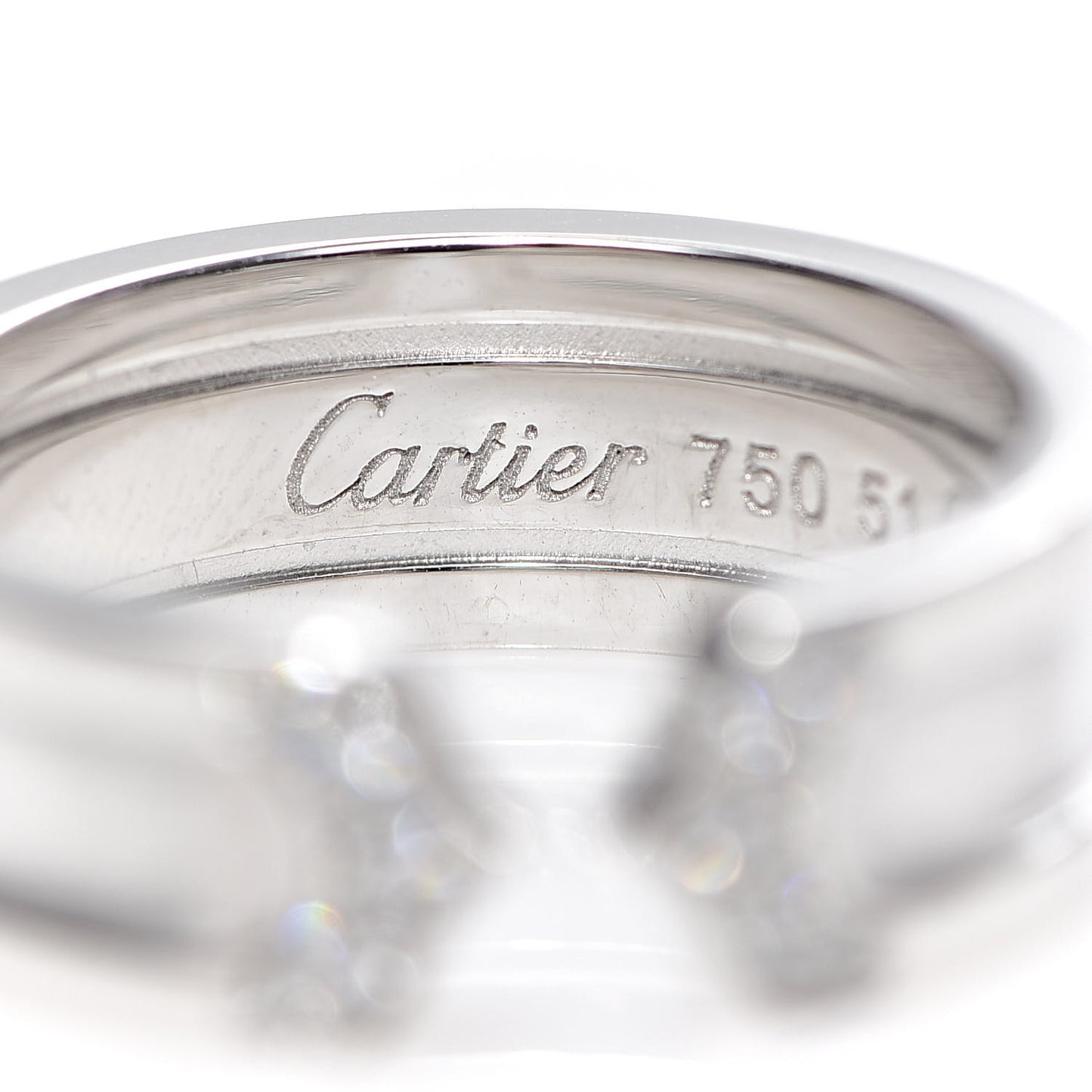 18K White Gold Diamond 6.5mm Logo De Ring 51 5.75