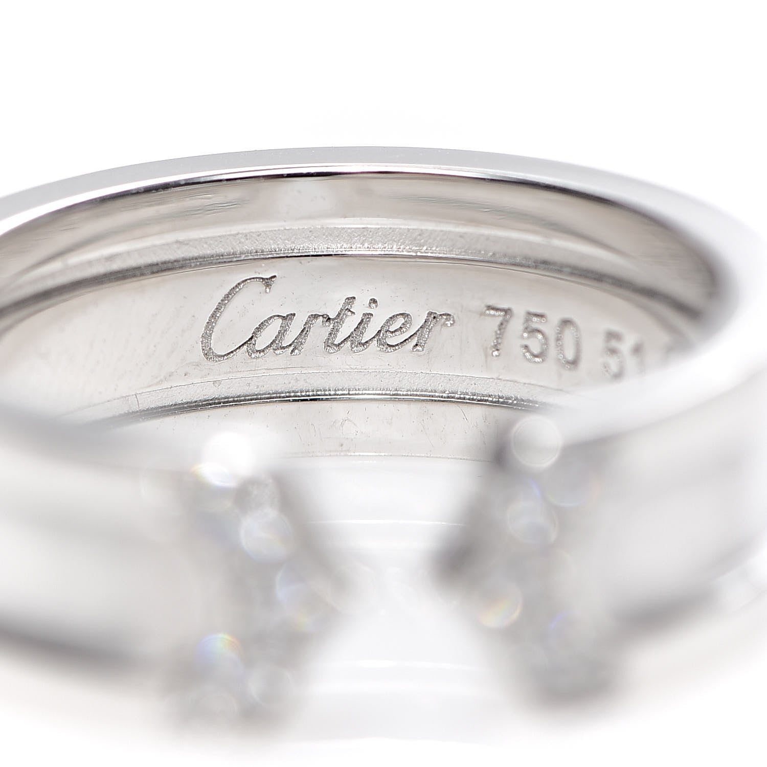 Cartier 18K White Gold Diamond 6.5mm Logo De Ring 51 5.75 5 of 6