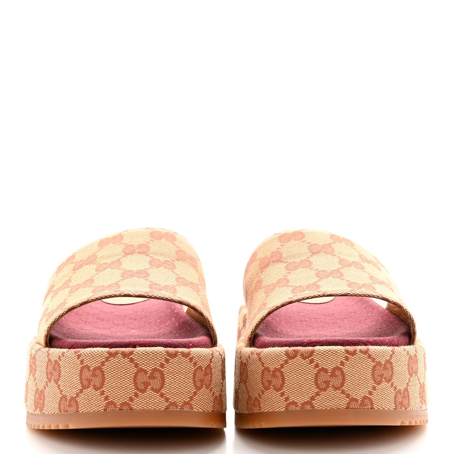 Canvas GG Monogram Angelina Platform Slide Sandals 38 Beige Ruggine