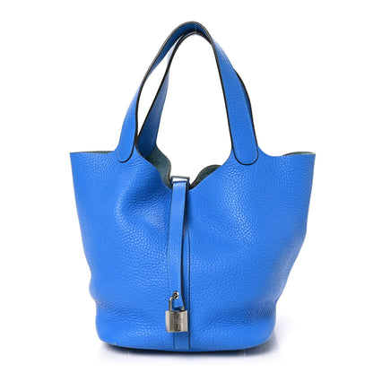 Hermes Taurillon Clemence Picotin Lock 22 MM Bleu Hydra 1 of 13