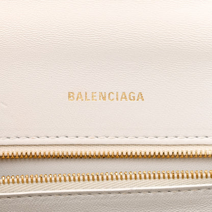 Balenciaga Shiny Calfskin Crocodile Embossed Small Hourglass Top Handle Bag White 5 of 10