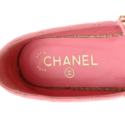 Chanel Lambskin Quilted CC Chain Espadrilles 38 Pink Red 8 of 10