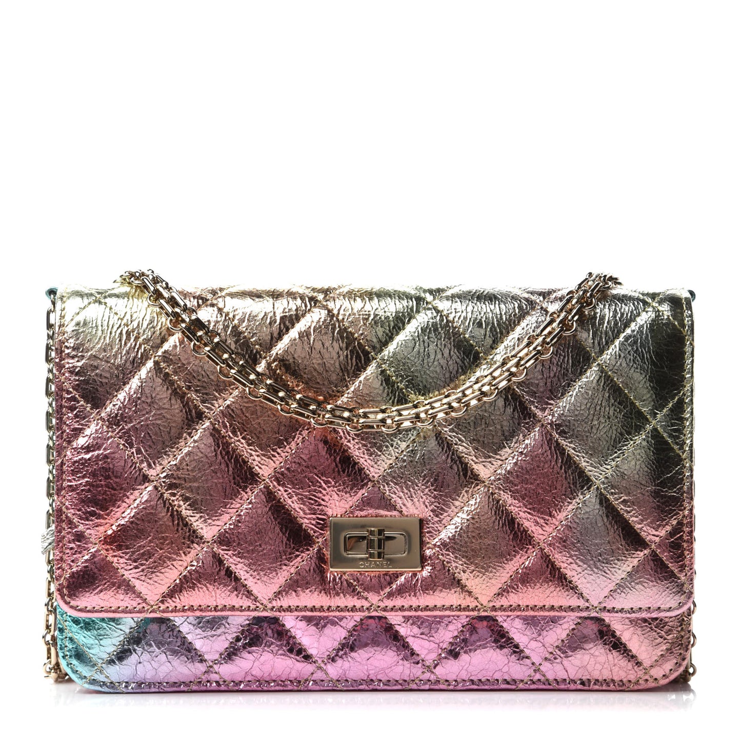 Metallic Goatskin Quilted 2.55 Reissue Wallet on Chain WOC Multicolor