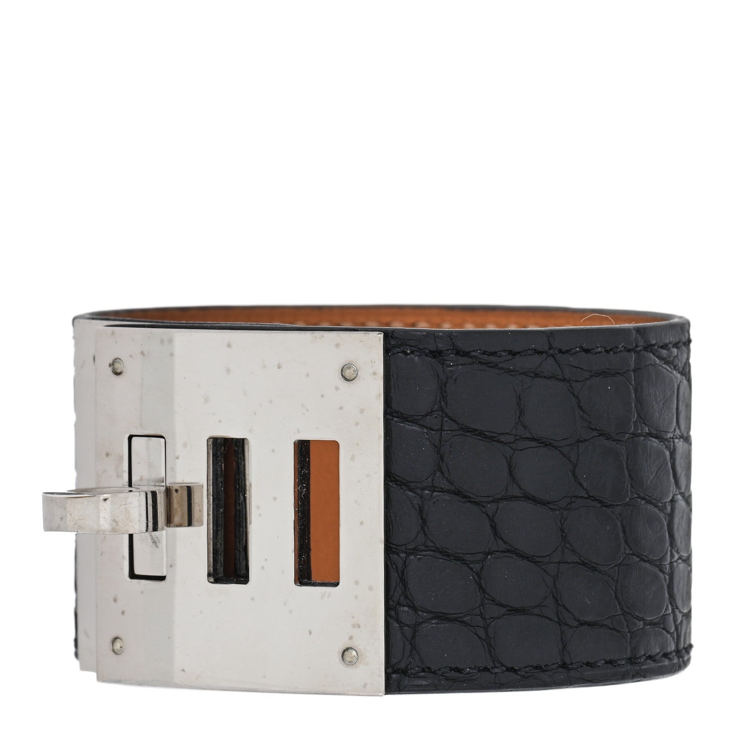 Hermes Matte Alligator Kelly Dog Cuff Black 1 of 3