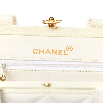 Chanel Caviar Quilted Kisslock Frame Bag White 6 of 18