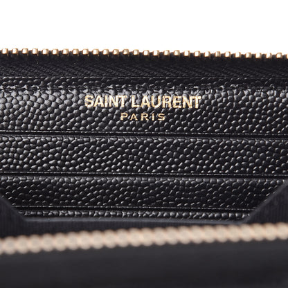 Saint Laurent Grain De Poudre Matelasse Chevron Monogram Phone Wallet Black 5 of 8