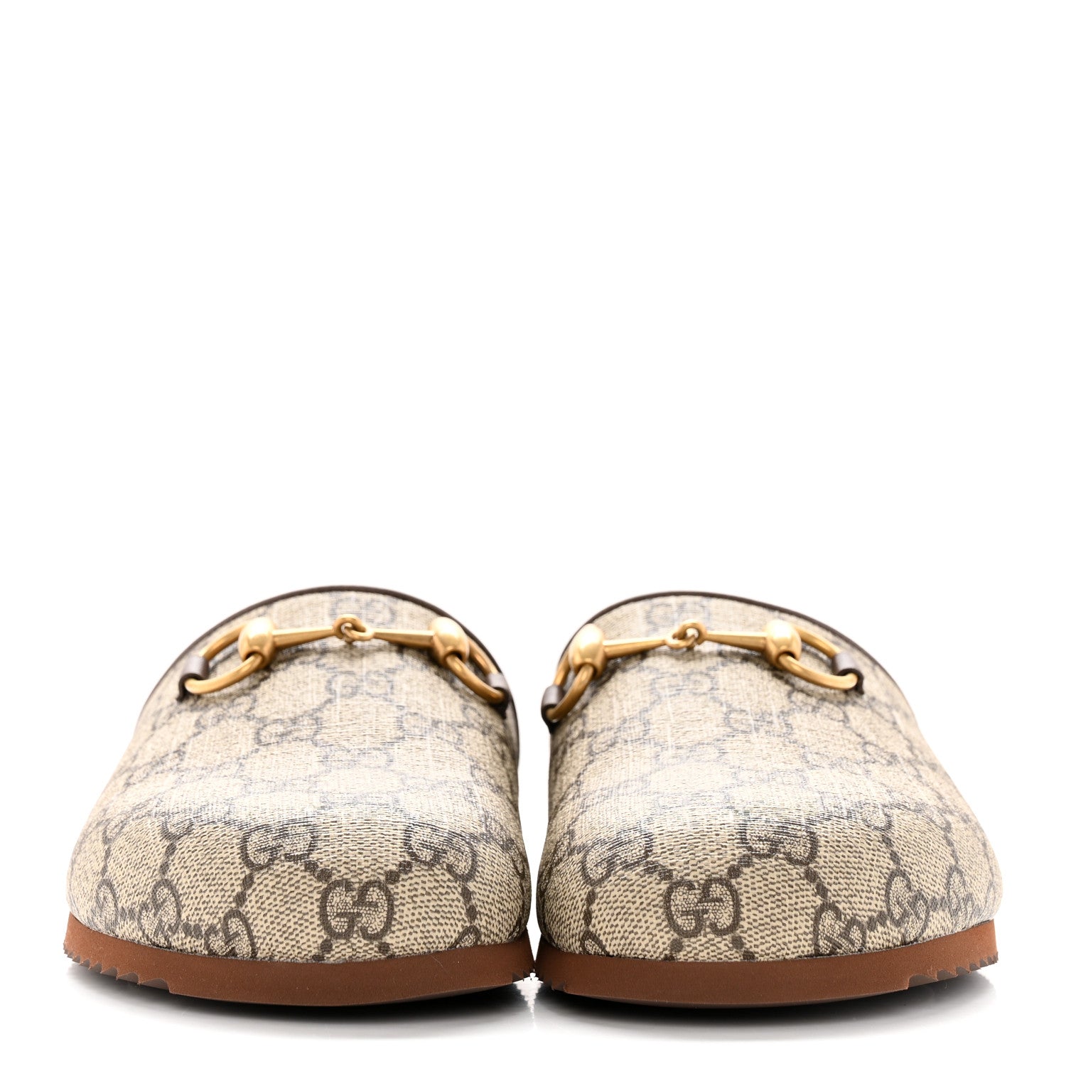 Gucci GG Supreme Monogram Miro Soft Calfskin Womens Horsebit Slippers 36.5 Beige Ebony New Acero 2 of 10