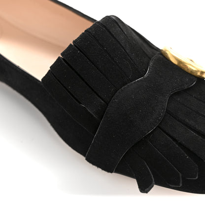 Gucci Kid Scamosciato GG Marmont Fringe Flats 38.5 Black 11 of 12