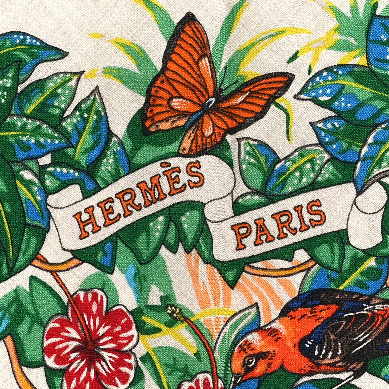 Hermes Cashmere Silk Jungle Love Giant Triangle Scarf Black Naturel Multicolor 2 of 5
